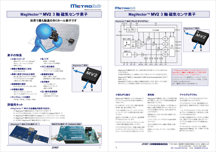 MagVector MV2 3軸 磁気センサ素子 カタログ