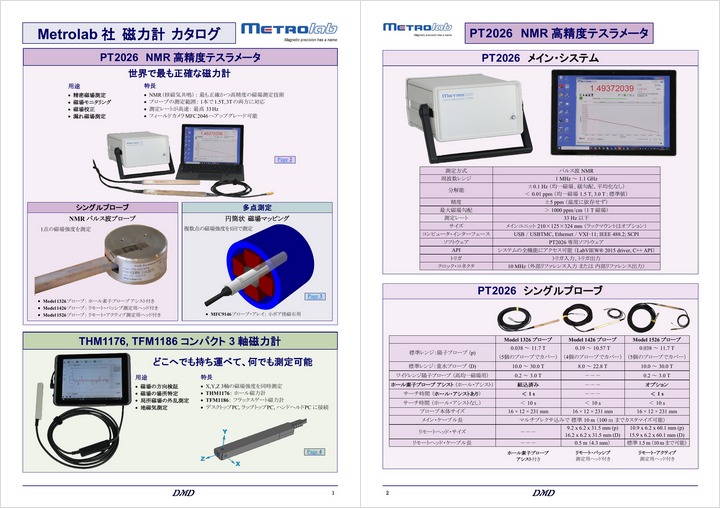 NMR高精度テスラメータ、3軸 ホール磁力計 カタログ